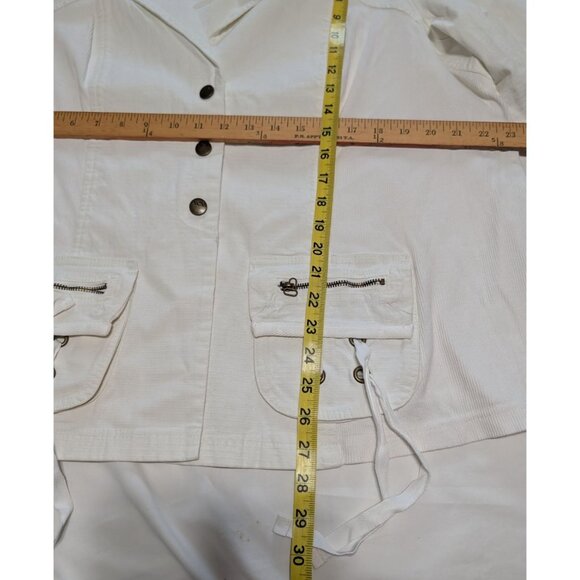 XCVI White Cotton Utility Blazer Jacket Pockets Drawstrings 2X Womens Casual - Picture 12 of 16